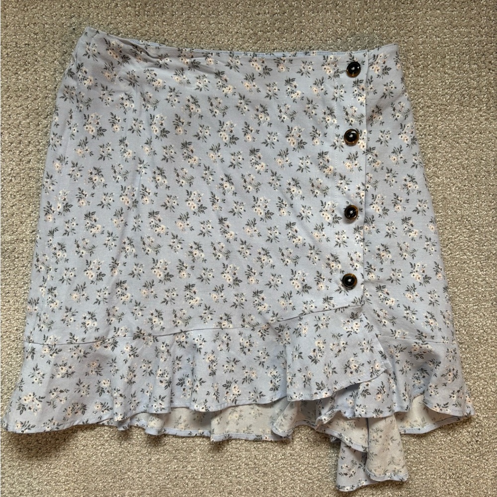 Hollister Light Blue Floral Mini Skirt